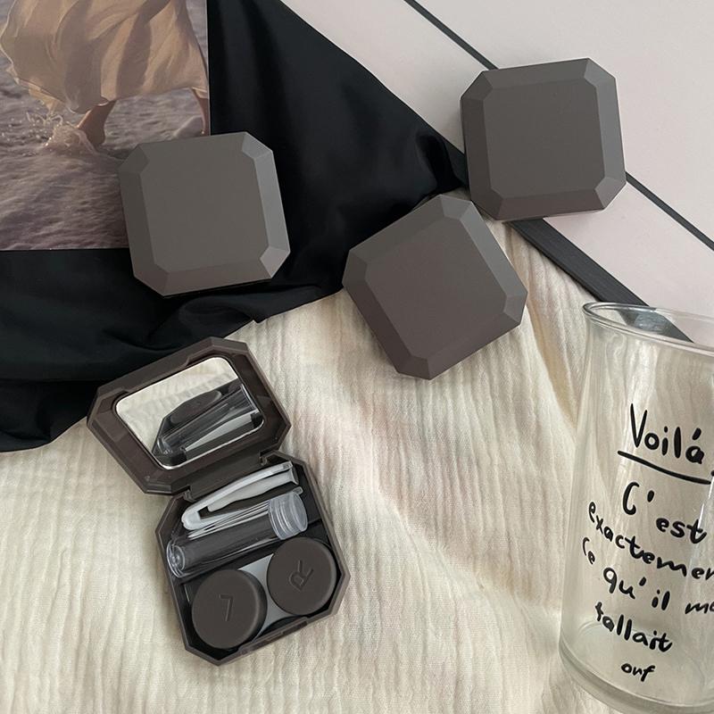 Портативный футляр для контактных линз, удобный для переноски, зеркальный контейнер для линз с пинцетом, набор для присосок, твердый дорожный набор