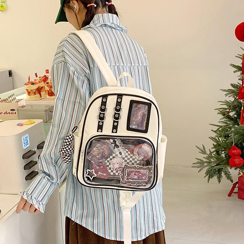 School Ita Bag Fashion Trends Transparent Zipper Backpack Preppy Style Soft Women Bags