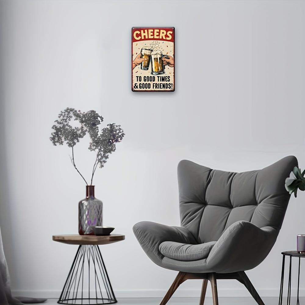 Винтажная алюминиевая табличка Cheers Beer Toast - Классическая настенная табличка, Многоцелевой декор для дома, фермерского дома, бара, паба