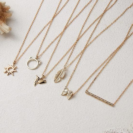 Золотое колье-чокер для женщин, ожерелье с подвеской в виде солнца/бабочки/совы/птицы, позолоченная цепочка