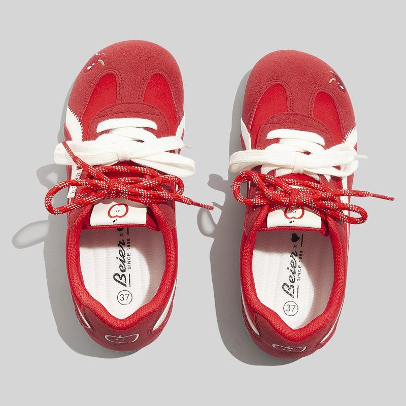 Belle производители оптом красные немецкие тренировочные кроссовки повседневные спортивные ins тонкая подошва обувь 3622