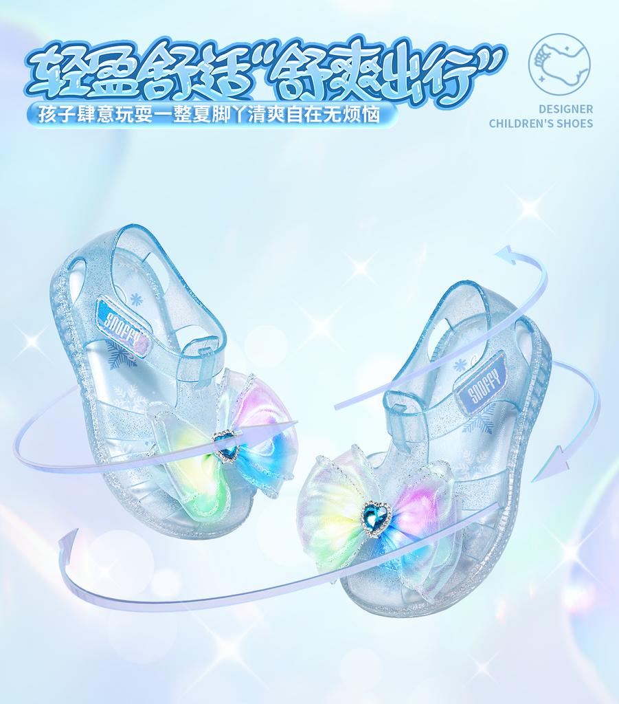 Flashlight Shoes | Snafe Children's Crystal Elsa Jelly Sandals for Summer Beach Treading, Anti slip Baby Head Shoes