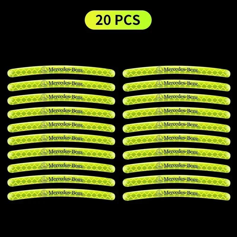 Hot W204 2025 Hot New 20pcs Luminous Car Wheel Hub Stickers High Reflective Stripe Tape For Mercedes Benz B/C/E/S Class A Class