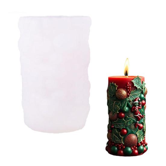 Рождественская форма для свечей 3D рельефный Санта Елка Снеговик Цилиндрическая силиконовая форма для смолы свечей мыла рукоделия торта шоколада