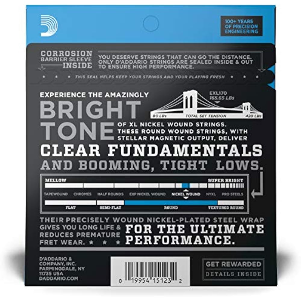 D'Addario Daddario Струна для бас-гитары Никелевая Длинная шкала .045-.100 EXL170 [Официальная国内]