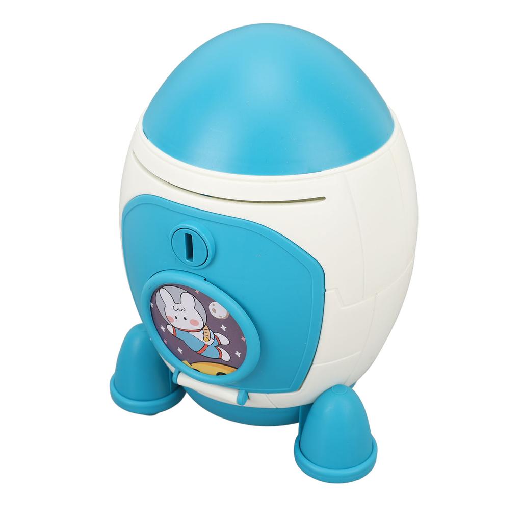 Cartoon Money Bank with Key Large Capacity Cute Cartoon Space Money Saving Toy for Kids Boys Girls Blue
