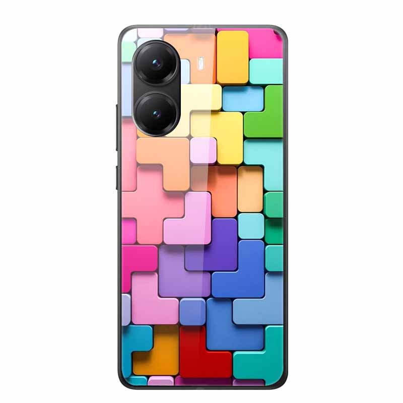Стеклянный Чехол для Poco X7 pro Роскошная Задняя Крышка Телефона Чехол с Цветами для PocoX7pro X 7 pro Жесткий Закаленный Щит Мультяшная Крышка Красная Роза