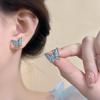 Изысканные серьги-гвоздики из серебра S925 с синей бабочкой для женщин - Новое поступление 2024, Универсальные, Нишевые украшения для ушей
