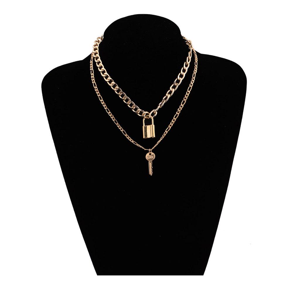 Key Lock Shaped Padlock Multi Layer Jewelry Clavicle Chain Fashion Accessories Necklaces Pendants