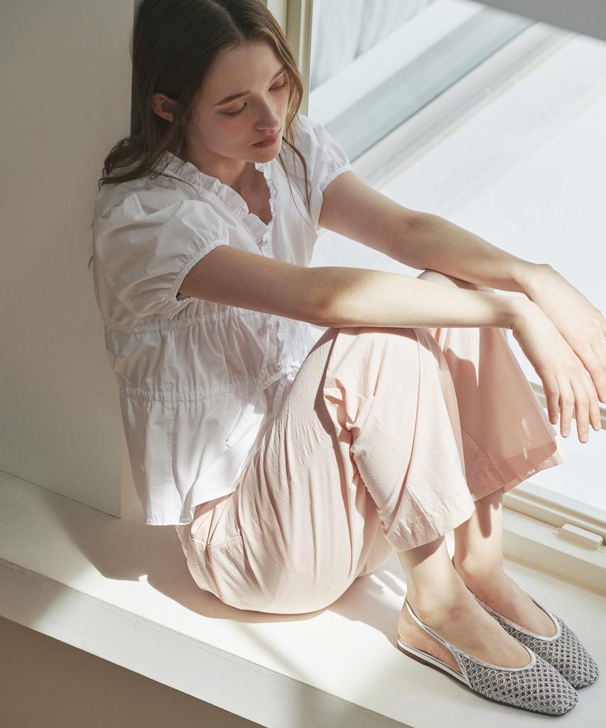 BELLOL One-Pleat Wide Slacks Pink