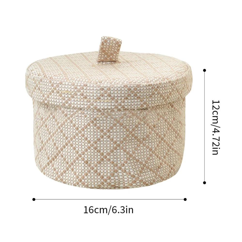 Weaving Snack Storage Box Jute Sundries Storage Baskets With Lids Wardrobe Table Round Gift Box Wicker Seagrass Flower Pot