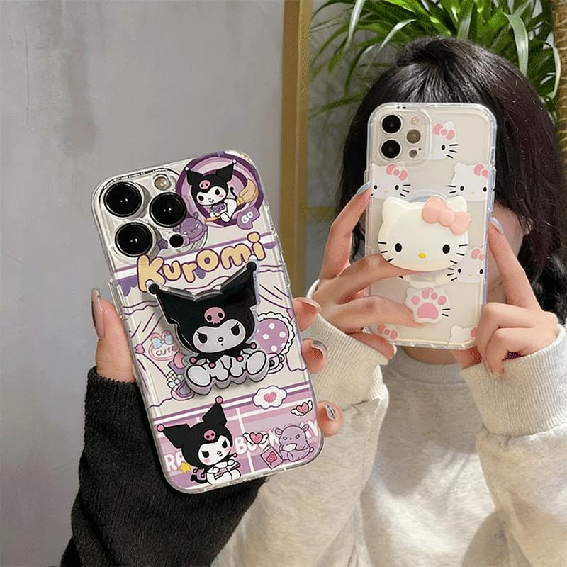 Милый чехол-держатель для телефона Kuromi Hello Kitty для Samsung A57 A56 A55 5G A54 A53 A17 A07 A36 A35 A26 A52 A34 A16 A15 A14 5G