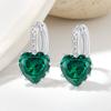 Korean Version of Premium Colored Diamond Love Ear Clips and Ear Buckles, New Twelve Constellations AAA Heart Earrings