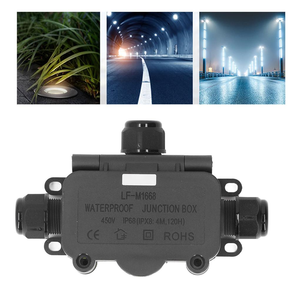 Water Proof Electrical Box, 3 Way IP68 Junction Box for LED Lights, 40A 450V Outdoor Connection Box for Street Lights, , with Silicone S