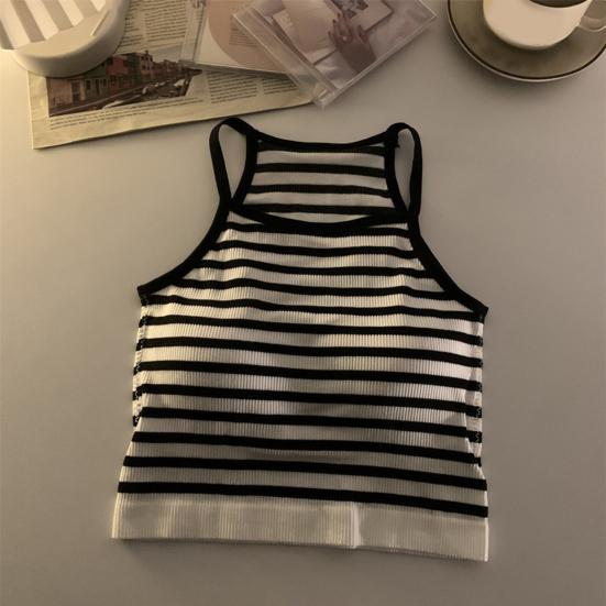 Women's Padded Ribbed Tank Top Summer Sleeveless Racerback Basic Top with Built-in Bra Spaghetti Strap Camisole Crop Top