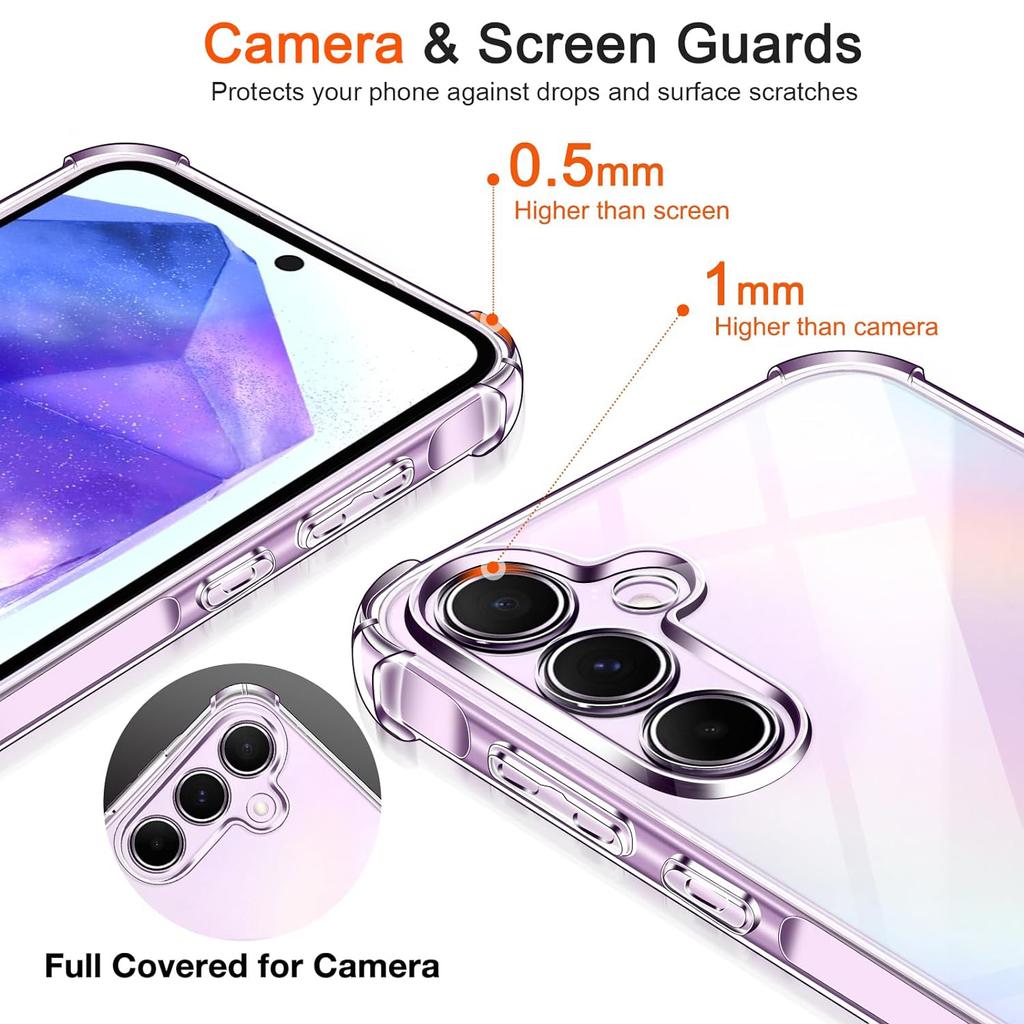 Чехол для Samsung Galaxy A55 5G A 55, прозрачный чехол для телефона с усиленными углами, бампером, тонкий противоударный гибкий чехол из ТПУ, прозрачный