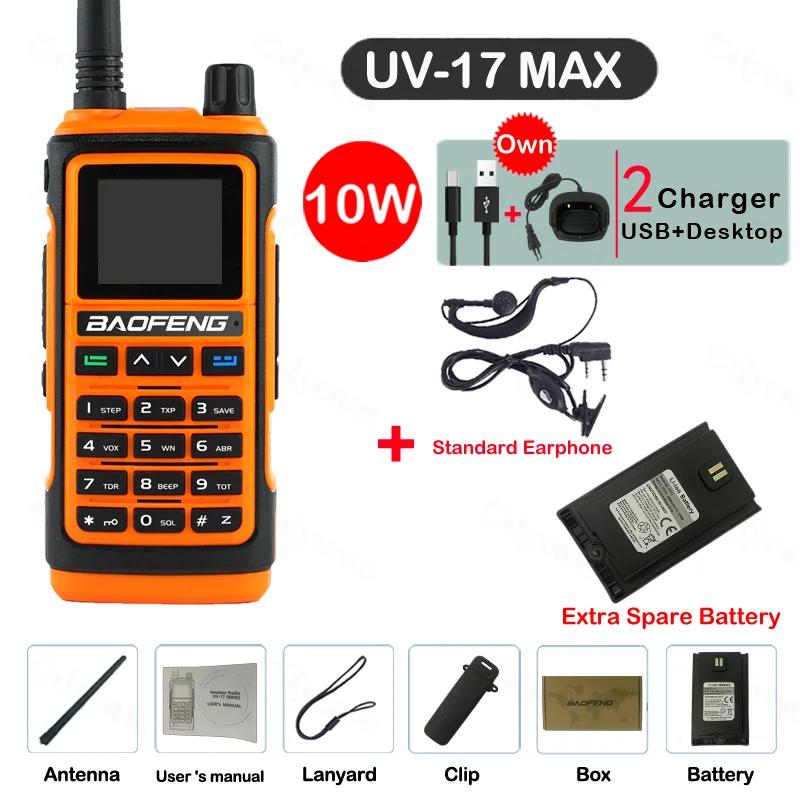 BaoFeng UV 17 Max Professional 10W Powerful Walkie Talkie 50KM Long Range Dual Band Two Way Radios Upgrade UV9R UV10R UV5R Pro