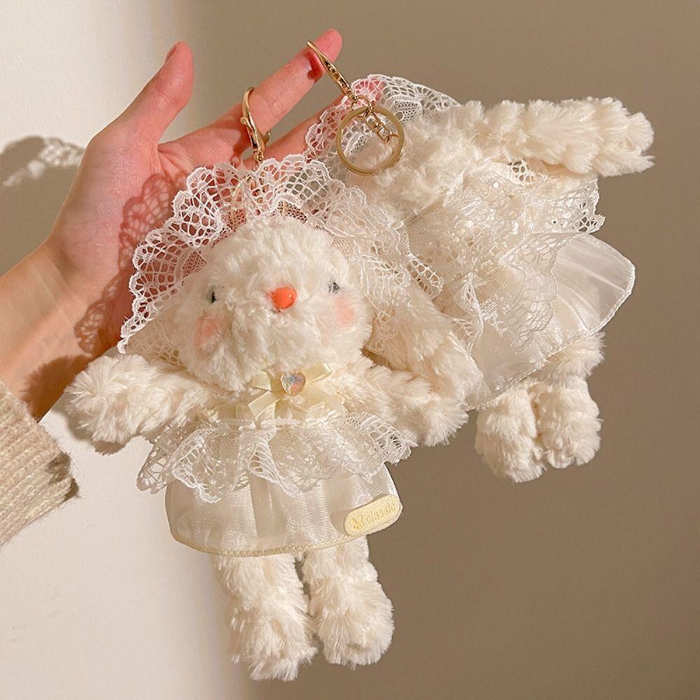 Fluffy Plush Rabbit Doll Pendant Cute Design Rabbit Plush Ornament Gift for Her