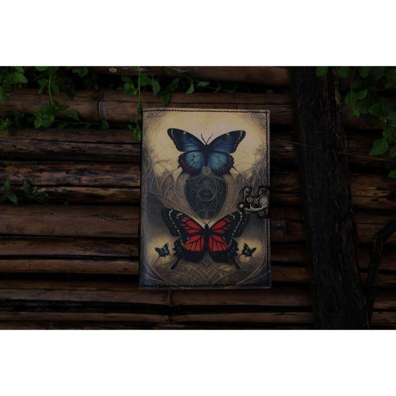 Кожаный журнал Бабочка Кожаный блокнот для записей Скетчбук пустая книга заклинаний книга стихов Книга путешествий для мужчин и женщин Подарок
