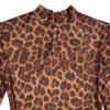 Women's Sexy Leopard Print Long Sleeve Split Dress