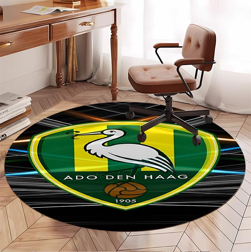 ADO Den Haag Pattern Round Rug, Indoor/Outdoor Mat, for Picnic, Gameroom, Bedroom, Office, Living Room, Home Decor Carpet, Birthday Gift