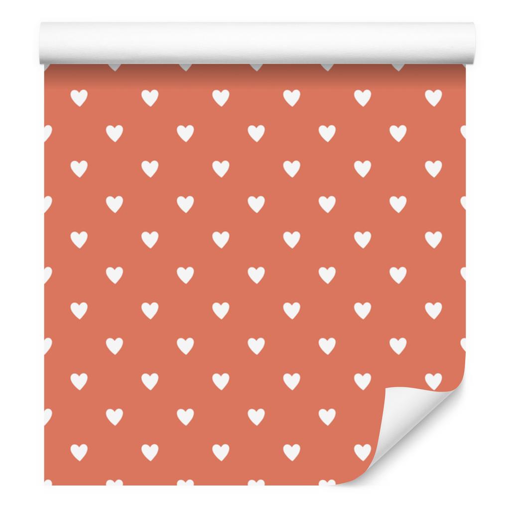 Wallpaper Hearts Coral and Peach 50x1000