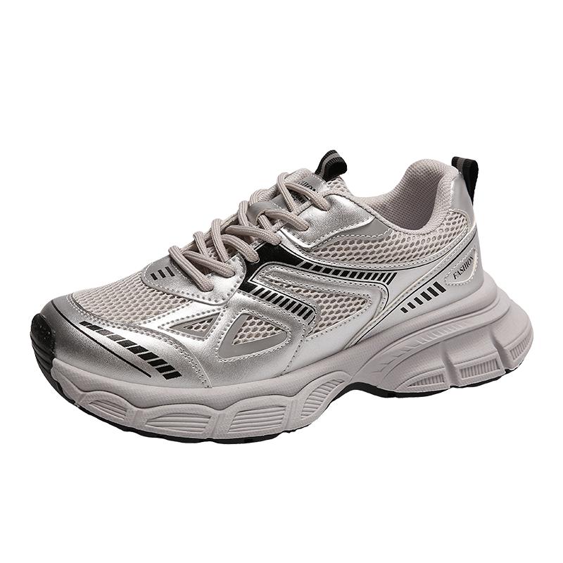 Мода Новые женские вулканизированные туфли Круглый носок Плоские туфли для женщин На шнуровке Платформа Женские кроссовки Уличная повседневная Воздушная сетка Обувь для пар