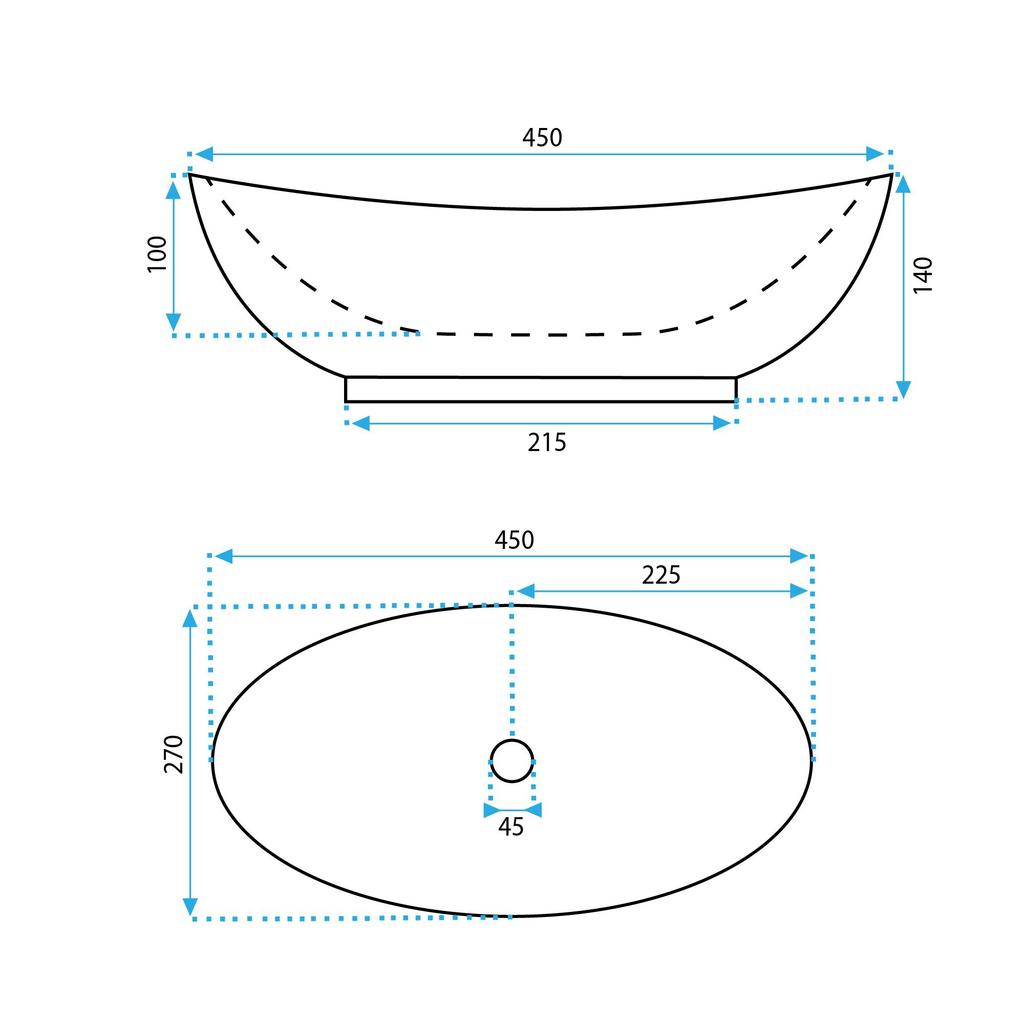 Umywalka kate 45 - nablatowa sku rea-u6802