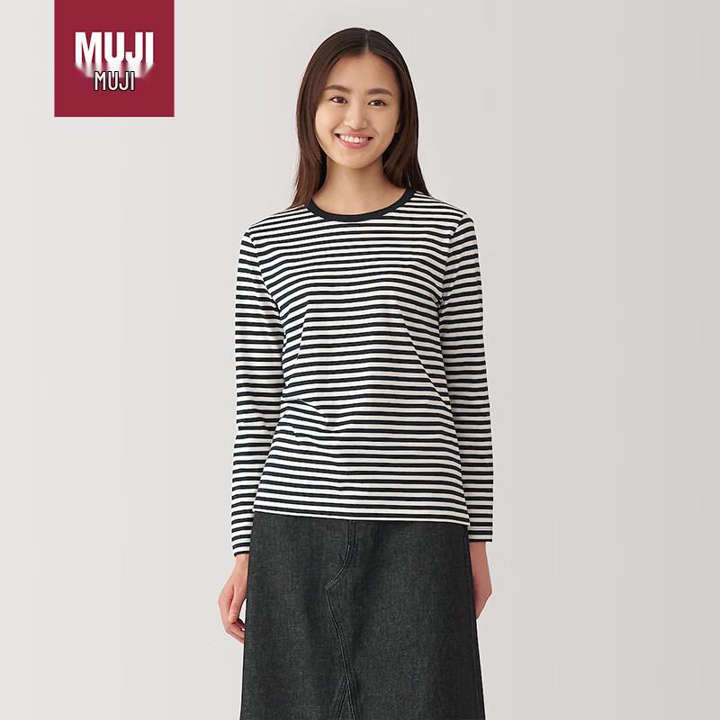 MUJI Женская хлопковая футболка с длинным рукавом