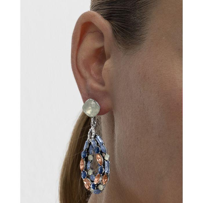 Boucles d'oreilles - LUXENTER - Liodas - Cristaux multicolores - Finition or 18K - Longueur 56,7 mm