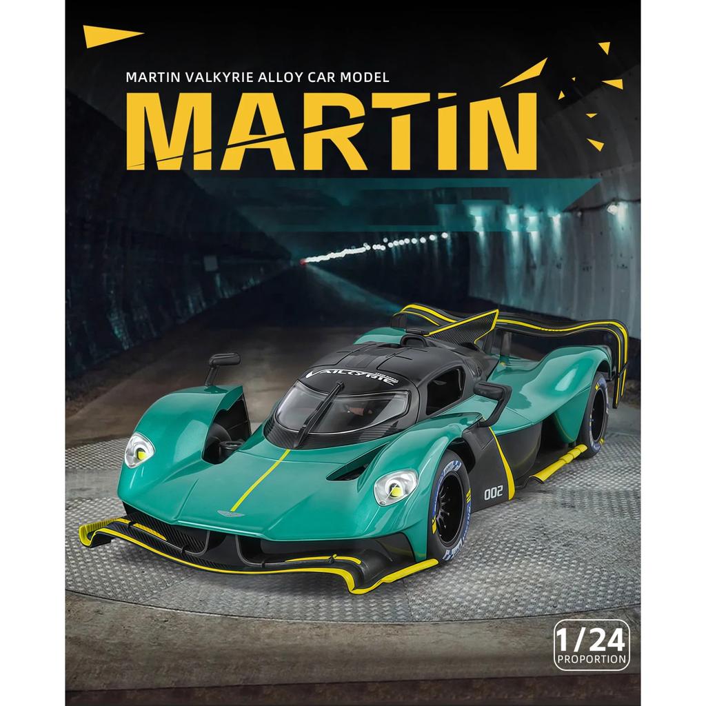 1/24 Aston Martin Valkyrie Сплав Спортивный Автомобиль Модель Литьевой Металл Гонки Супер Автомобили Модель Автомобиля Высокая Симуляция Звук и Свет Детская Игрушка Подарок