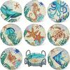 8 Pcs Sea Creature Diamond Painting Coaster Set, Diy Acrylic Coaster With Stand, Diamond Painting Kits, Art Craft Supplies