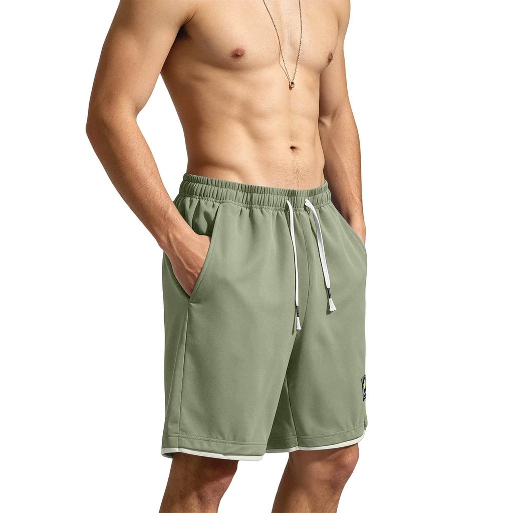 Men’s Loose Fit Outdoor Sports Quick Dry Shorts with Drawstring Waist and Letter Print for Summer Activities