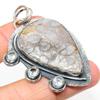 Natural Fossil Coral,White Topaz Gemstone 925 Sterling Silver Pendant 2.56" Q9y20