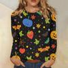 Women's Fashion Casual Halloween Printed Round Neck Long Sleeve Pullover Top