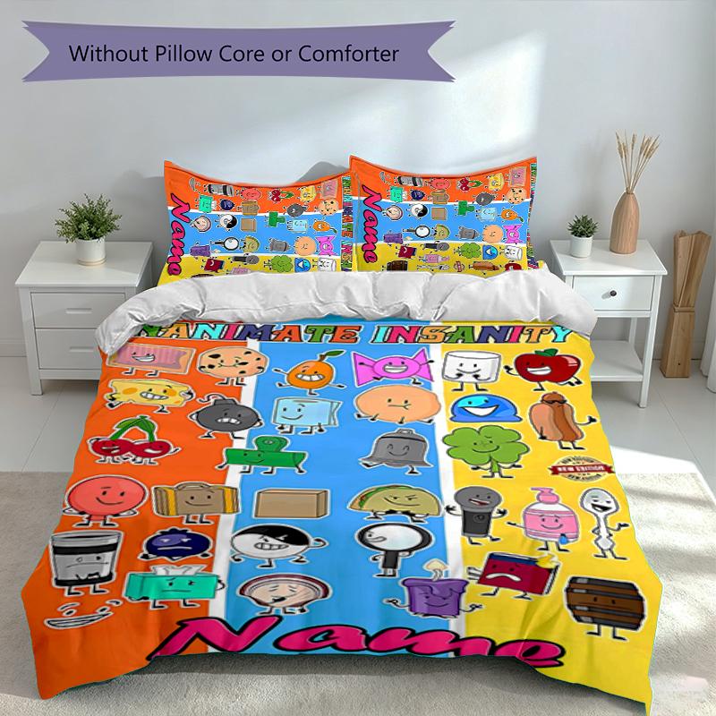 3pcs Custom Name nanimate Insanity Bedding Set,Includes 1 Duvet Cover and 2 Pillowcases,All-season Bedroom Decor