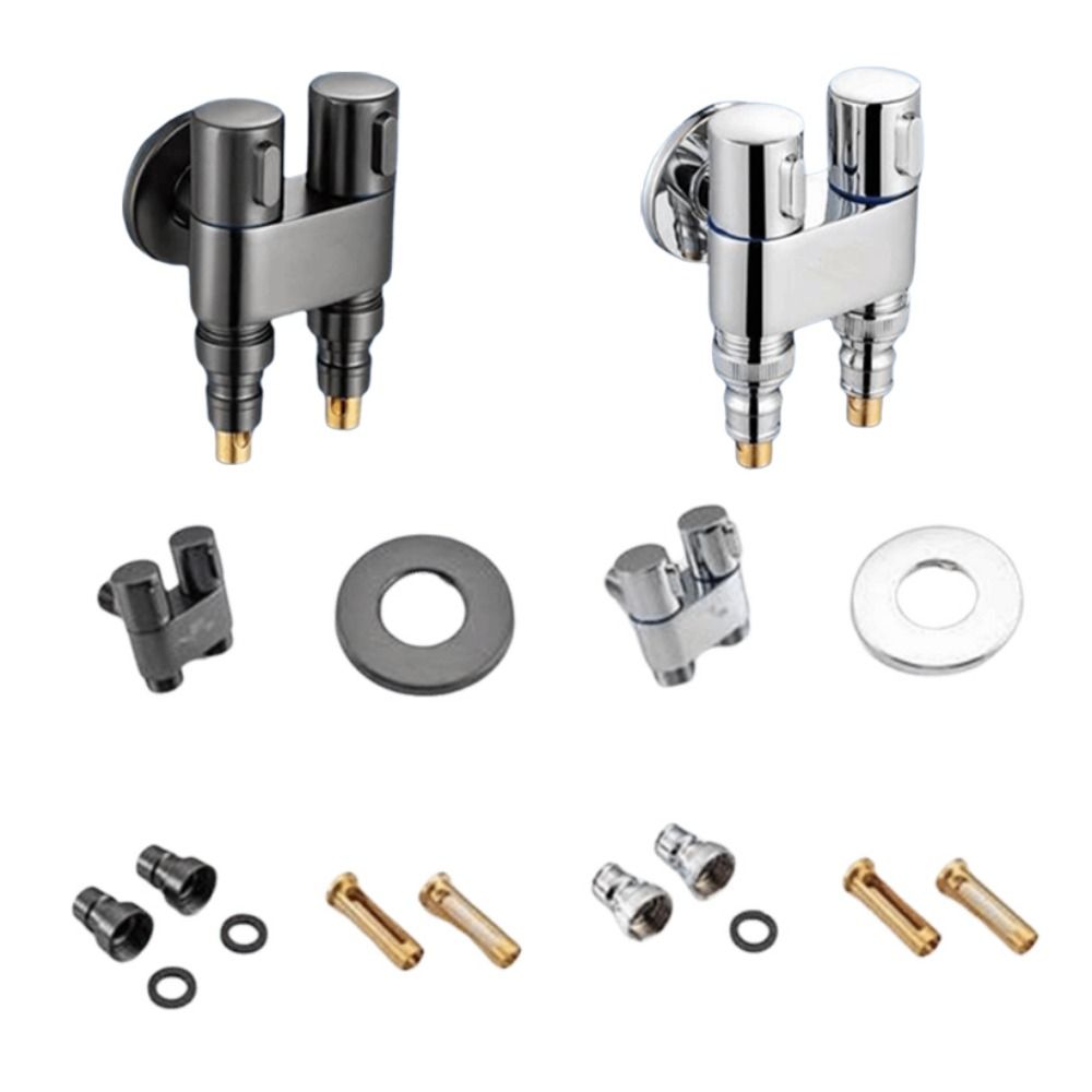 Dual Control Washing Machine Faucet Automatic Water Stop Angle Valve Bathroom