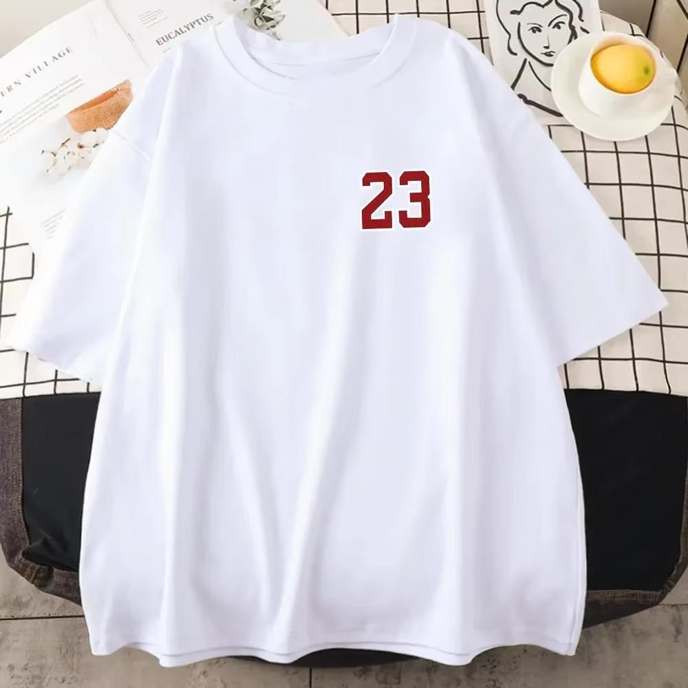 Sports Tops Number 23 Cotton T-shirts Print Y2K Men T Shirt Basketball Tee Unisex Casual Oversized Streetwear Men Clothing