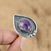 Gift For Her Natural Star Amethyst Promise Adjustable Ring 925 Silver