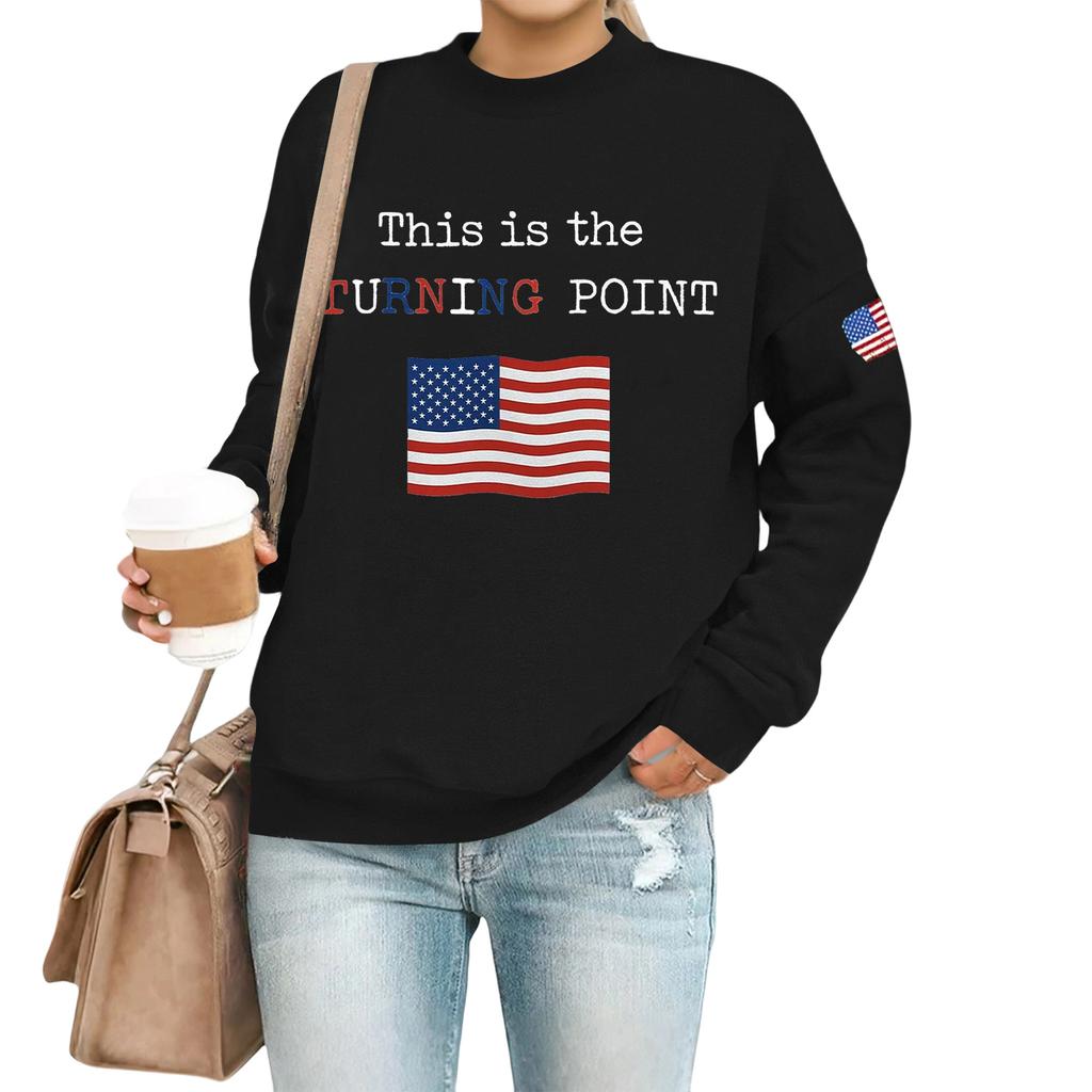 Women's Casual Fashion Round Neck Long Sleeve  Printed Sweatshirt