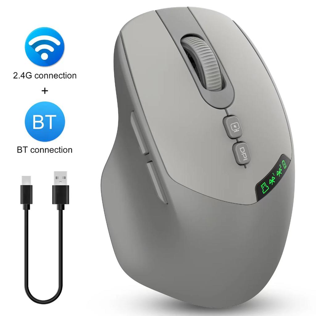 Легкая бесшумная беспроводная мышь с двумя режимами Bluetooth 2.4G, бесшумный клик, регулируемое DPI, индикация заряда батареи 500 мА, бестселлер