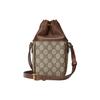 Gucci Adjustable Shoulder Strap Drawstring Closure Leather And Canvas Bucket Bag Mini Women bags Brown 746303-9AADJ-9745