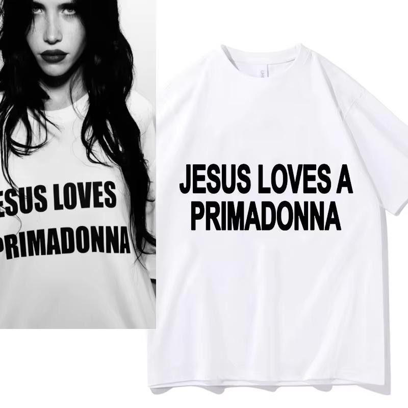 Футболки с принтом Nessa Barrett Jesus Loves A Primadonna Мерч Унисекс Одежда Тренд Повседневная С коротким рукавом Эстетичные Топы Одежда из чистого хлопка