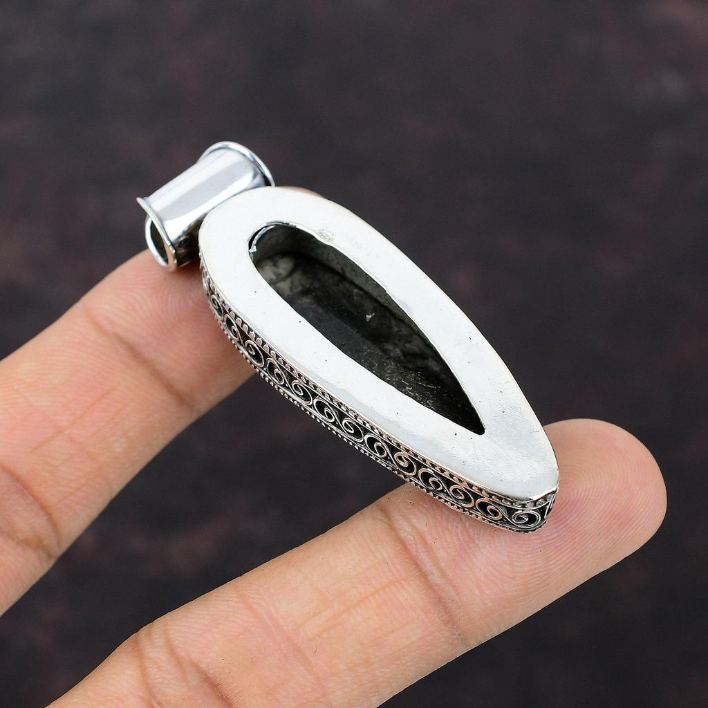 Подвеска Orthoceras Fossil из стерлингового серебра 925 пробы, винтажная подвеска, ювелирные изделия ручной работы, подвеска из натурального драгоценного камня, подарок для него, исцеляющий камень