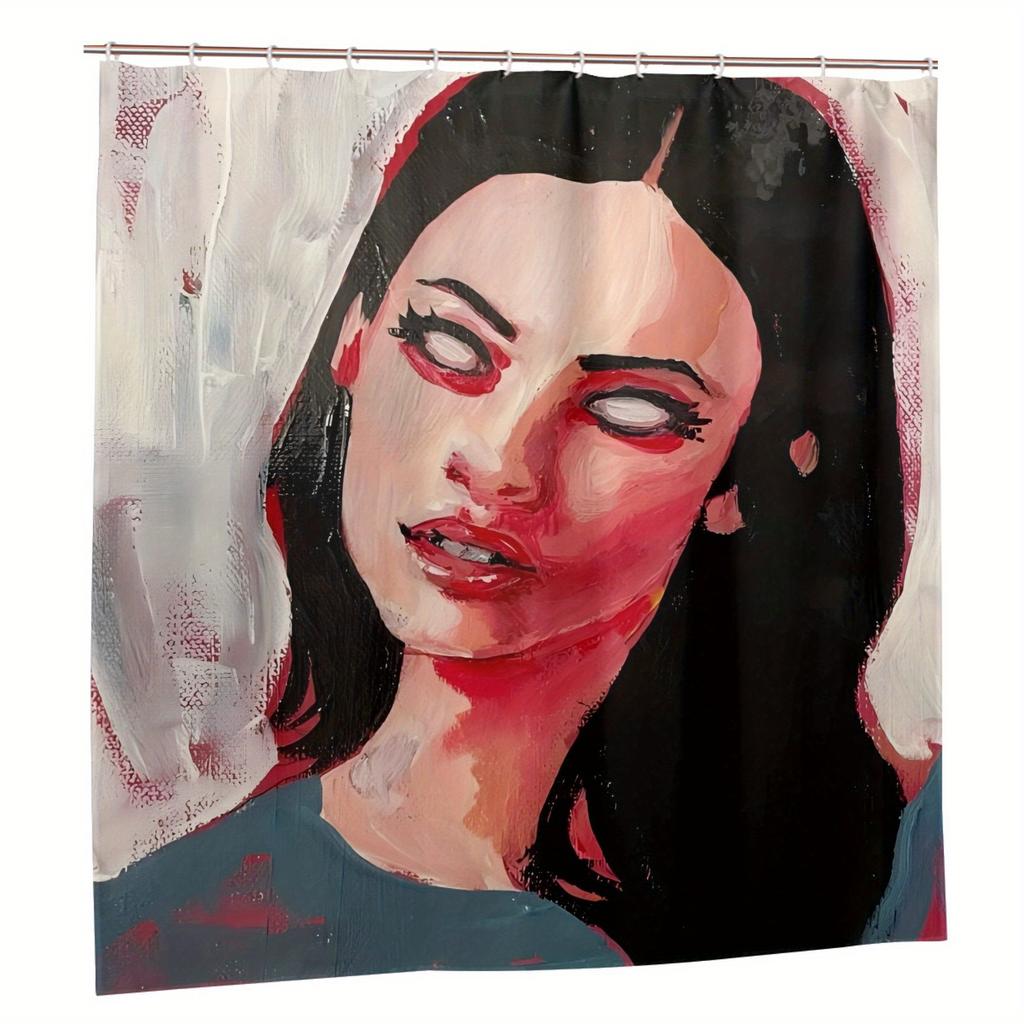 Jennifer’S Body Art Shower Curtain By Karyn Kusama, Vibrant Colors, Polyester With Grommets, Modern Contemporary Bathroom Decor