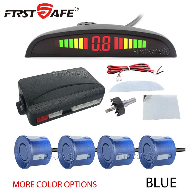FirstSafe Car Parking Sensor Kit LED Display With 22mm 4 Sensors Radar Detector System Universal All Car
