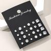 Popular simple pair of zircon pearl stud earrings, earrings, colored diamonds, temperament, six-claw diamonds.