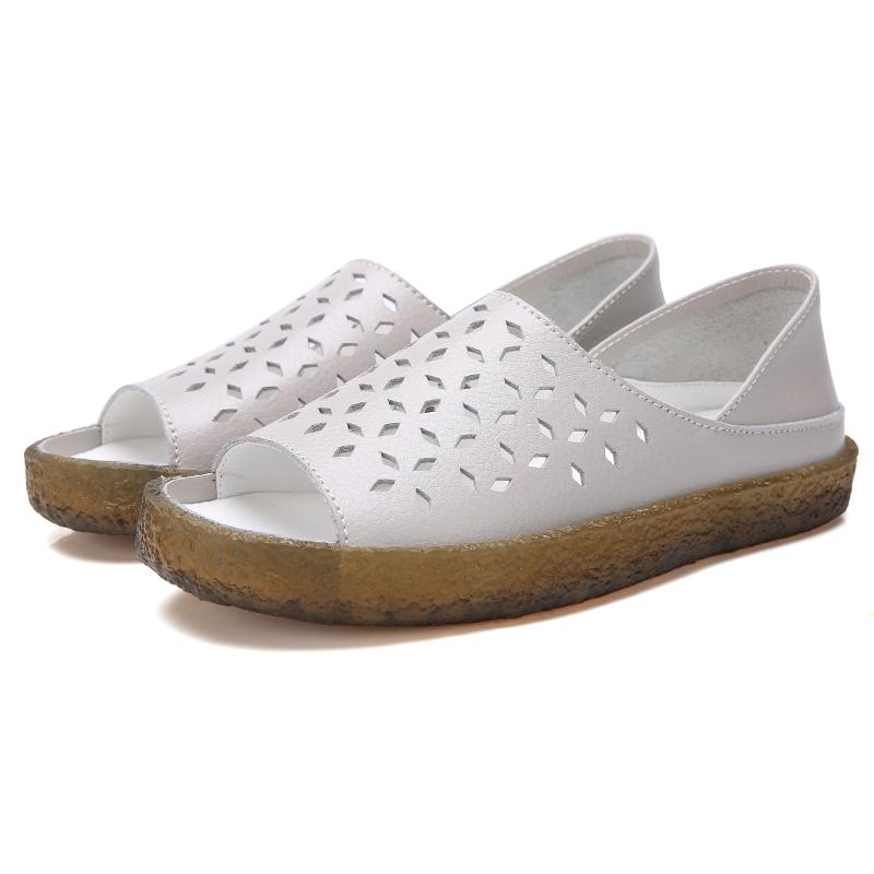 Натуральная кожа Большие размеры 35-43 Женские сандалии Peep Toe Sandalia Feminina Модные летние удобные туфли-оксфорды для женщин