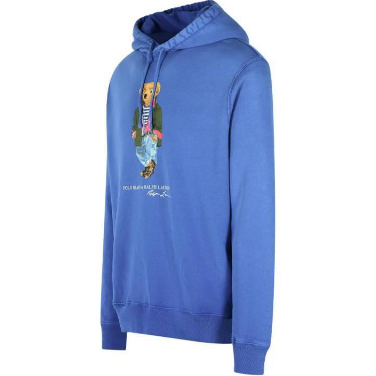 Polo Ralph Lauren Teddy Bear Letter Logo Printed Hooded Pullover Long Sleeve Hoody Hoody Long Sleeve Hoody Sweatshirt Blue 710958192-001
