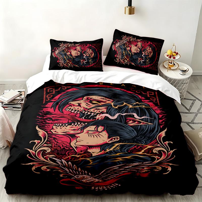 Attack on Titan 3pc set Perfect for bedroom use Comfortable bedding set includes a duvet cover and two pillowcases Ideal birthday or Christmas gift